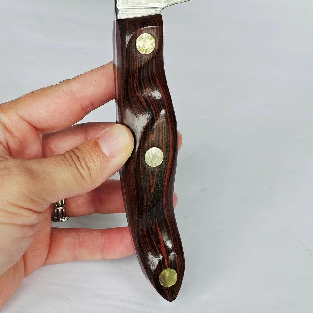Vintage Cutco Knife Set 22 23 25 Brown Swirl Handle Wall Tray Made in USA Retro